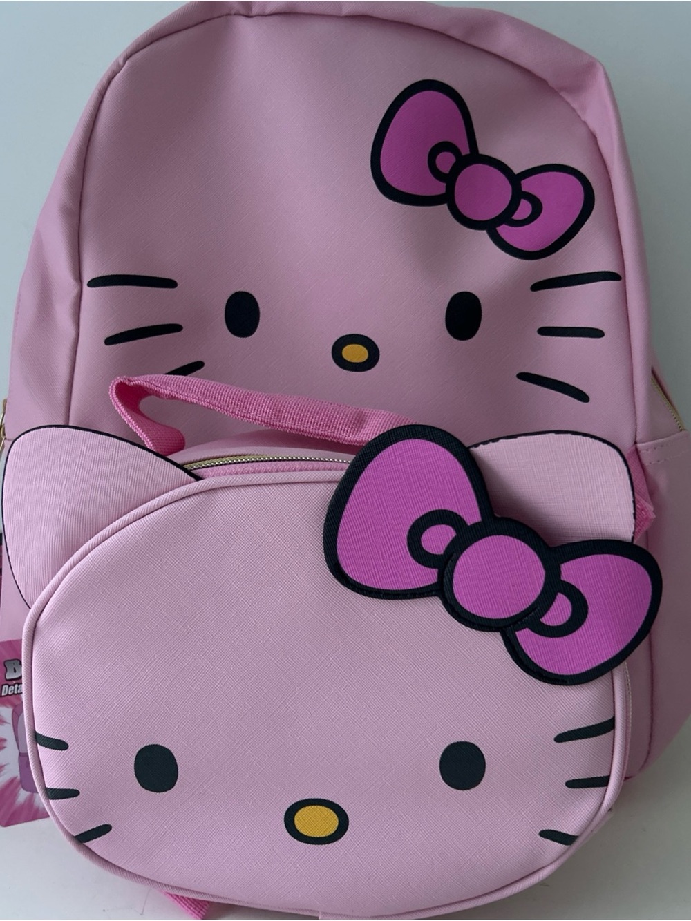 Hello Kitty Pink Backpack with Lunch Bag & Front Pocket NEW
